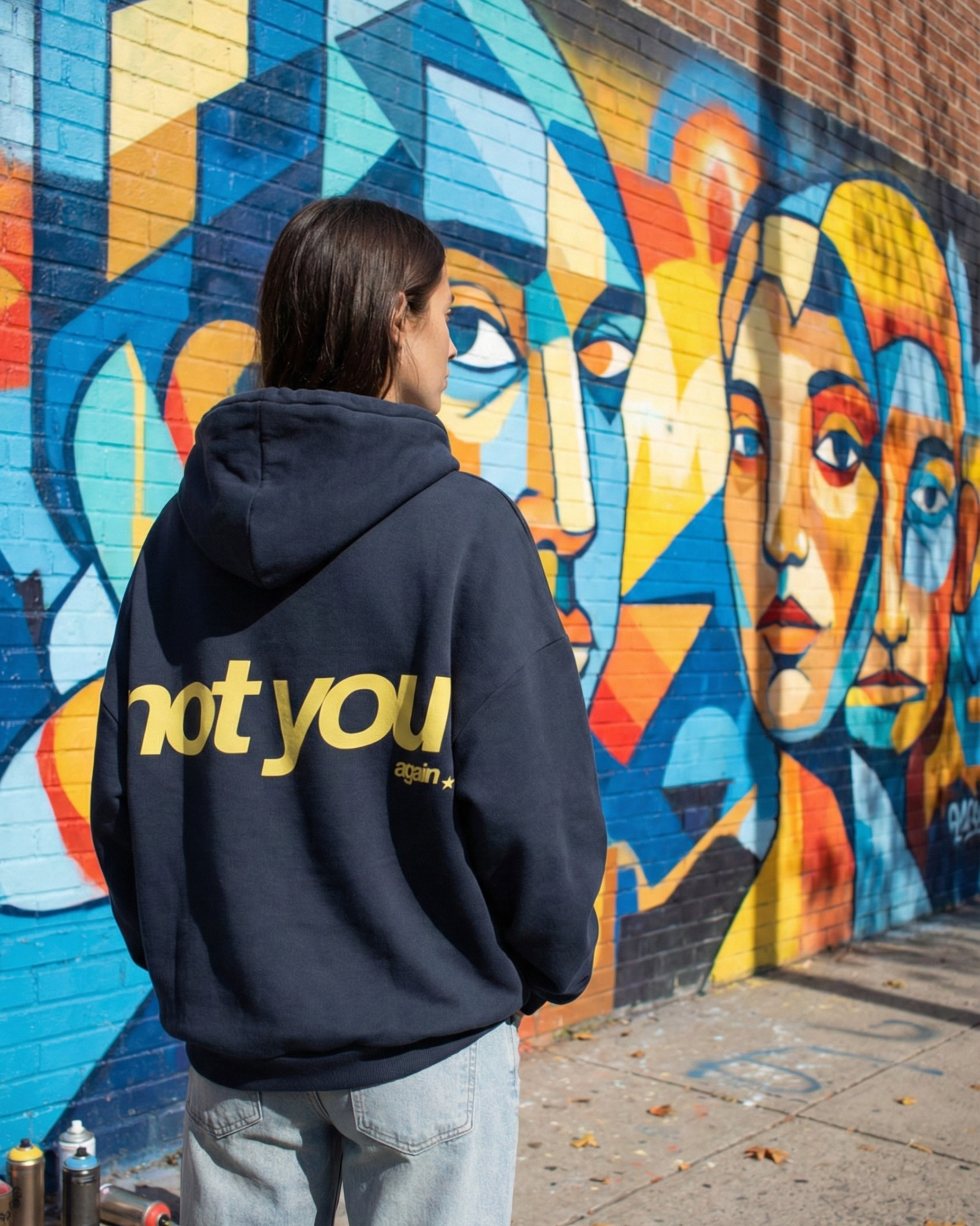 Bold Yellow Print Hoodie – Not You Again Back Design
