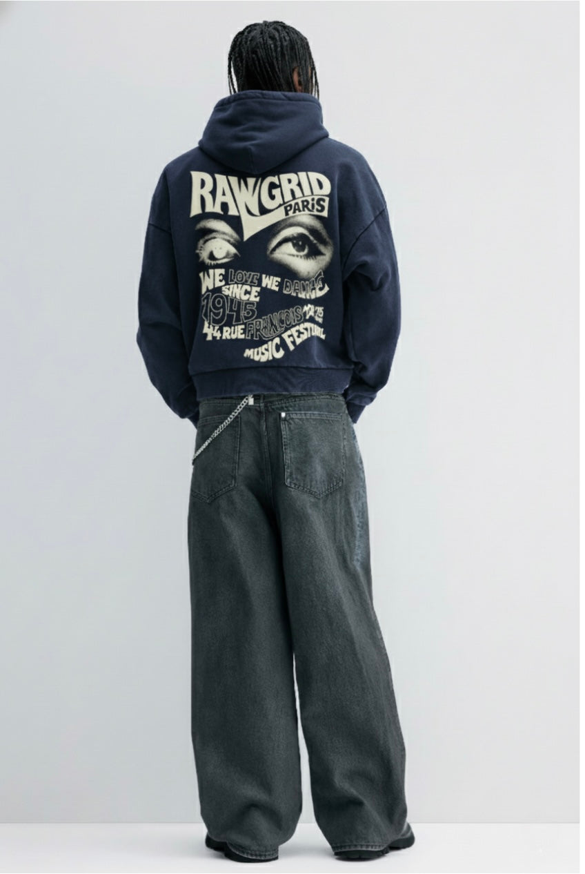 Paris Street Culture RawGRID Hoodie – Vintage Eye Graphic & Premium Heavyweight Fabric