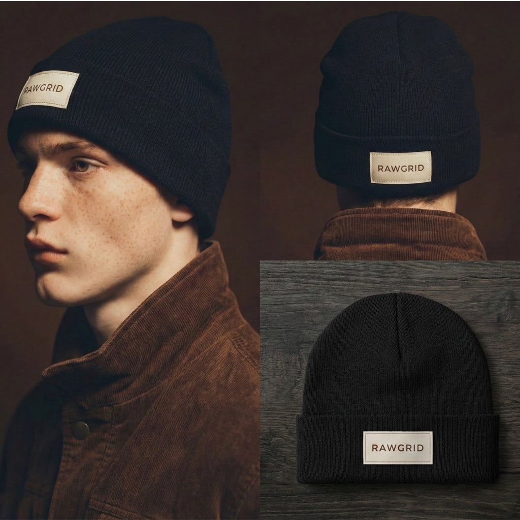 RAWGRID Premium Knit Beanie – Unisex Winter Cuff Beanie